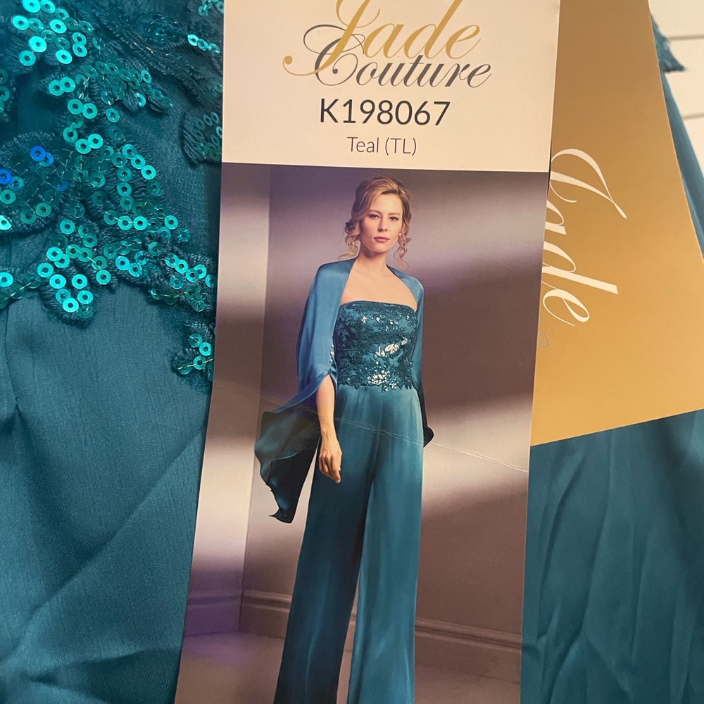 Jade Couture’s Audrey Sequin Lace Couture Satin Face Chiffon Jumpsuit